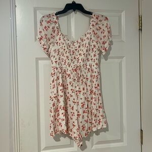 White and Red Floral Romper